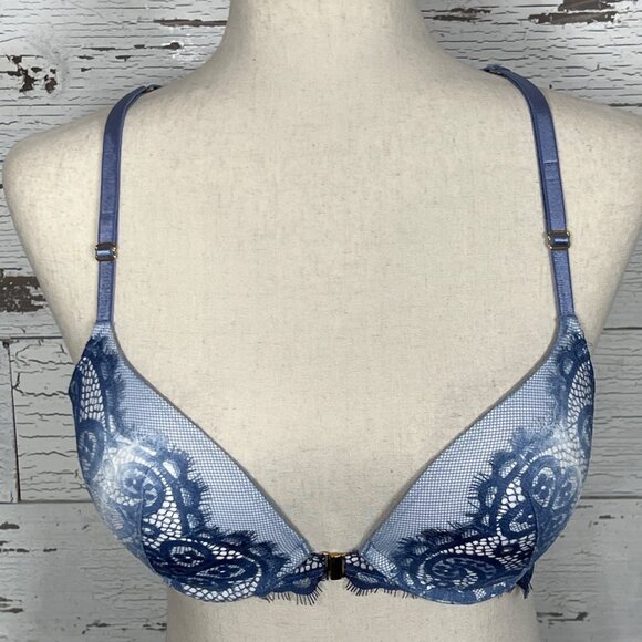 VICTORIA'S SECRET Very Sexy Push Up Bra Front Clasp Blue 34C NWOT - Picture 1 of 5